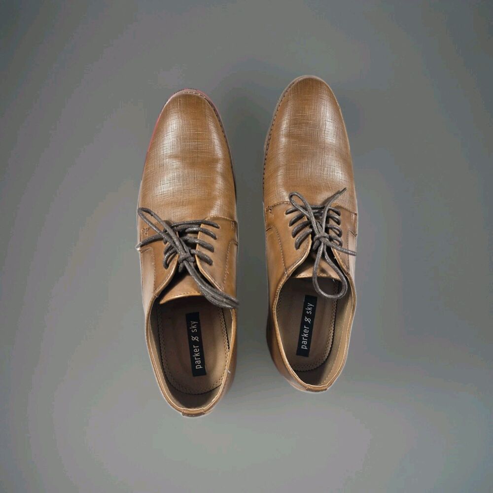 Parker & Sky Brown Leather Oxford Shoes Mens 10.5 Preppy